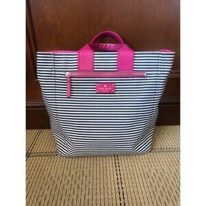 Kate Spade New York Black and White Striped Large Canvas Tote Bag MSRP $248